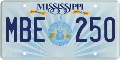 MS license plate MBE250
