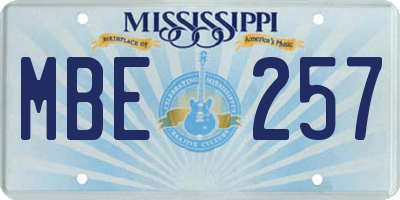 MS license plate MBE257