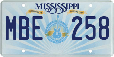 MS license plate MBE258