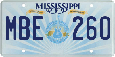 MS license plate MBE260