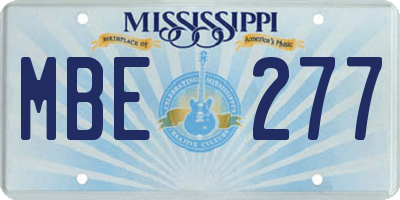 MS license plate MBE277