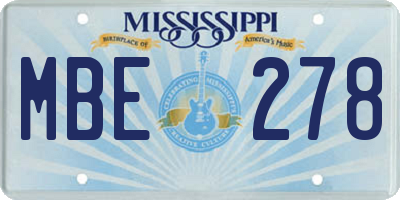 MS license plate MBE278