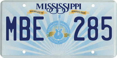 MS license plate MBE285