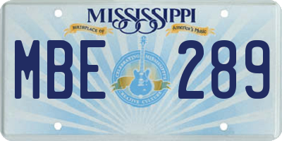 MS license plate MBE289