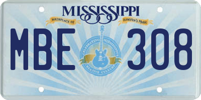 MS license plate MBE308