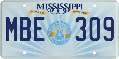MS license plate MBE309