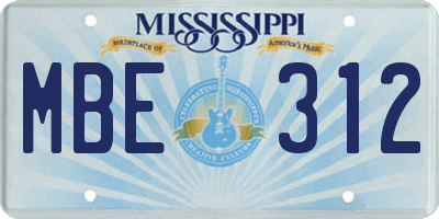 MS license plate MBE312