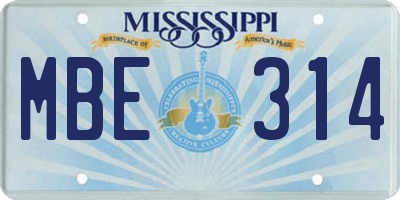 MS license plate MBE314