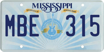 MS license plate MBE315