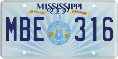 MS license plate MBE316