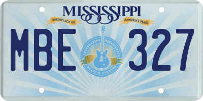 MS license plate MBE327