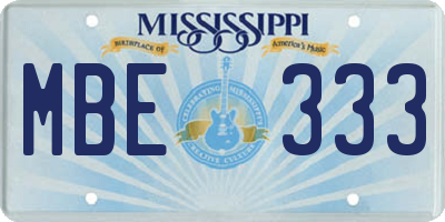 MS license plate MBE333