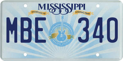 MS license plate MBE340