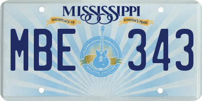 MS license plate MBE343