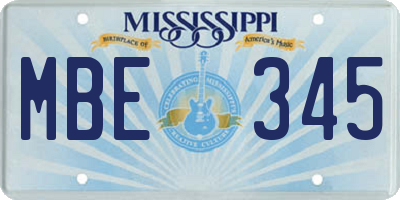 MS license plate MBE345