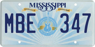 MS license plate MBE347