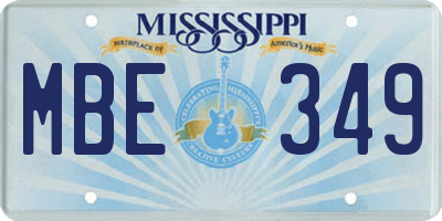 MS license plate MBE349