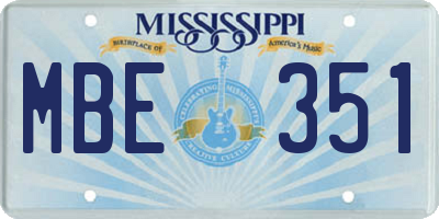 MS license plate MBE351