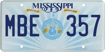 MS license plate MBE357
