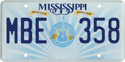 MS license plate MBE358