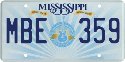 MS license plate MBE359