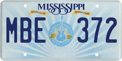 MS license plate MBE372