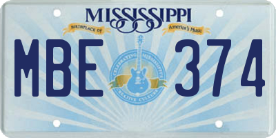 MS license plate MBE374