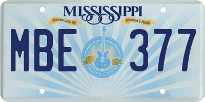 MS license plate MBE377