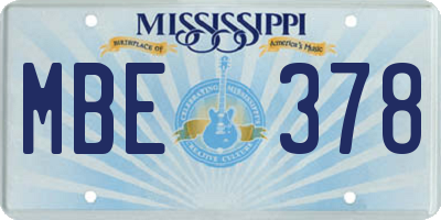 MS license plate MBE378