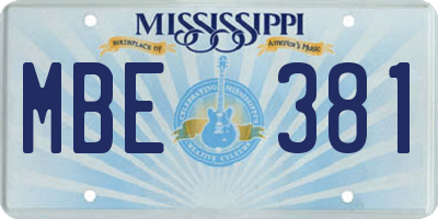 MS license plate MBE381