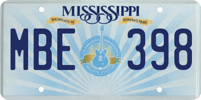 MS license plate MBE398