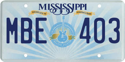 MS license plate MBE403