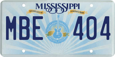 MS license plate MBE404