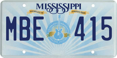 MS license plate MBE415