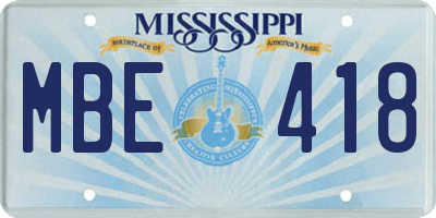 MS license plate MBE418