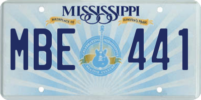 MS license plate MBE441