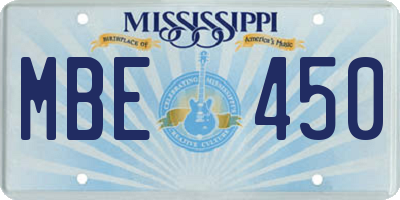 MS license plate MBE450