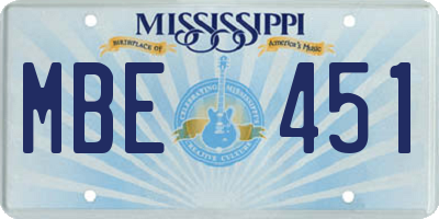 MS license plate MBE451