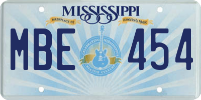 MS license plate MBE454
