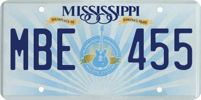 MS license plate MBE455