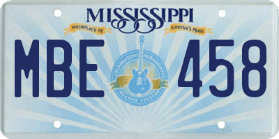 MS license plate MBE458