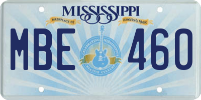 MS license plate MBE460