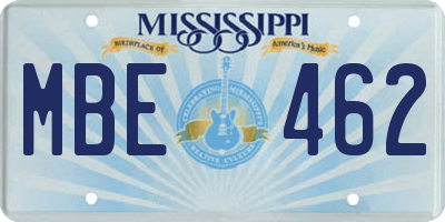 MS license plate MBE462