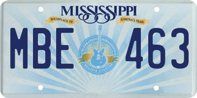 MS license plate MBE463