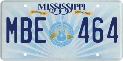 MS license plate MBE464
