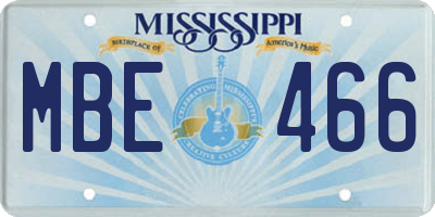 MS license plate MBE466