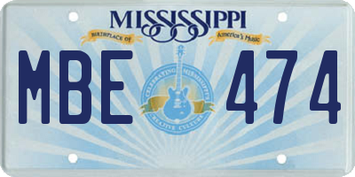 MS license plate MBE474