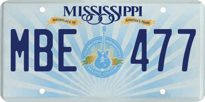 MS license plate MBE477