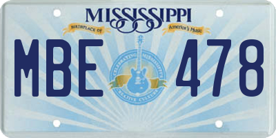 MS license plate MBE478