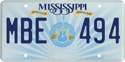 MS license plate MBE494